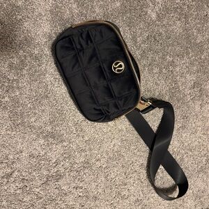 lululemon athletica Black Belt Bag with Gold Accents